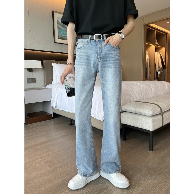 2026 nuevos jeans de verano delgados para hombres nuevos pantalones de color claro sueltos rectos de microboda para hombres