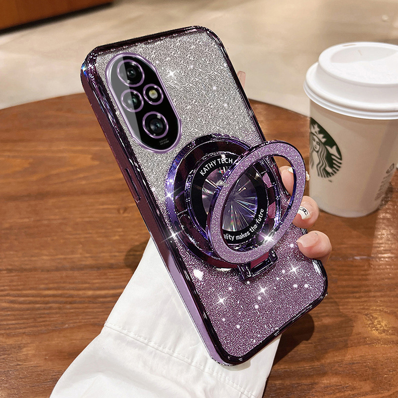 Suitable for Huawei Honor 200Pro Mobile Phone Case, Dust-Proof and Anti-Fall, Electroplated Gradient Glitter Stand, Female High-End Protective Case Suitable for Huawei Honor 200Pro Mobile Phone Case, Dust-Proof and Anti-Fall, Electroplated Gradient Glitter Stand, Female High-End Protective Case