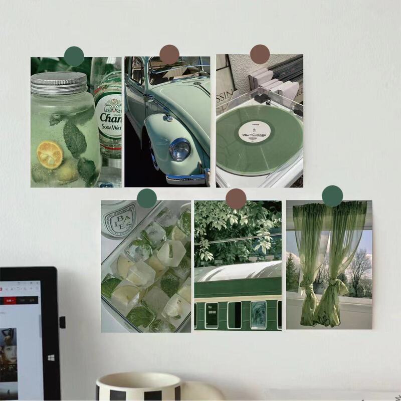 15 Green Summer Cards, Summer Small Fresh Literary Style Postcards, Indoor Wall Picture Frame Decorative Cards