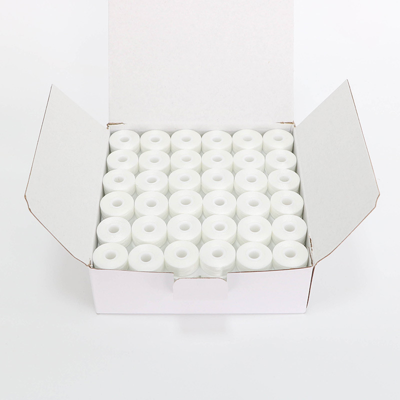 144 개/상자 흰색 L 자형 가장자리없는 바닥 실 75D/2 자수 실 바느질 실 재봉틀 실 도매 바닥 실