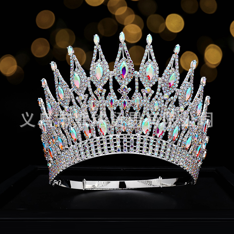 Europeo y Americano concurso de belleza popular etapa corona transfronteriza e-commerce tocado tamaño ajustable corona redonda de gran tamaño múltiples colores