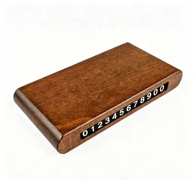 sign, temporary car relocation license: Nömrəli dayanma kartı - rounded-corners-walnut-color-1472-includes-number-stickers