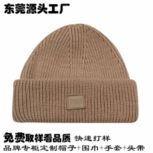 品牌授权工厂 韩系简约休闲贴标毛线帽秋冬季加厚保暖百搭针织帽