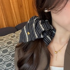 森系方形复古爱心金标条纹扎头发马尾发绳高弹力耐用大肠发圈发饰