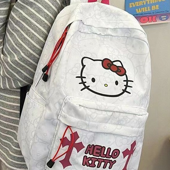 hellokitty Hello Kitty Trendy All-match Schoolbag Graffiti Student Women's Backpack Lightweight Large Capacity Backpack