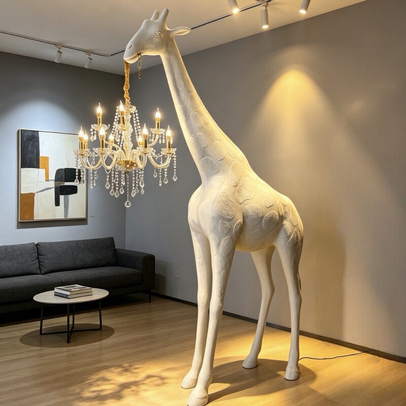 Large art giraffe sculpture animal decoration floor lamp designer exhibition hall lobby sales office decoration standing lamp