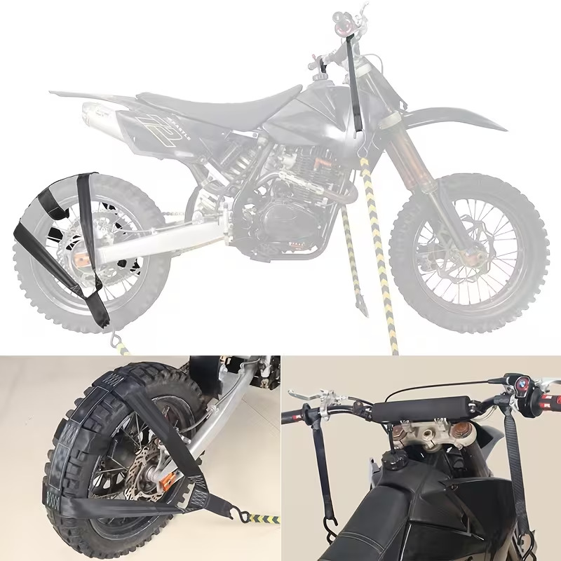 Factory direct sales cross-border motorcycle transport fixing strap three-piece set, off-road motorcycle trailer tire binding strap