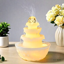 新中式流水摆件循环水景观装饰品客厅玄关开业风水轮家居装饰