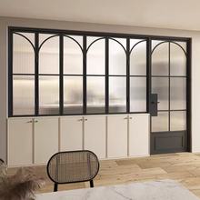 法式复古风卫生间门铁艺门联窗浴室门不锈钢中古风长虹玻璃厕所门