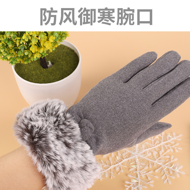 Guantes de las mujeres primavera y otoño invierno pantalla táctil forrado de lana caliente lindo estudiante ciclismo engrosada a prueba de viento guantes fríos