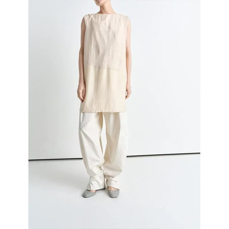 New 25 Summer New Lem~ Artist Collaboration Series Silk Printed Sleeveless Vest Tops for Women