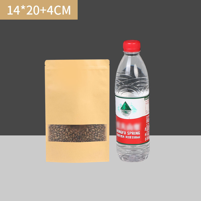 Ventana abierta Bolsa de papel Kraft esmerilado en tres dimensiones de frutas secas bolsa de envasado de alimentos se puede agregar el logotipo de la bolsa sellada autosellante de té de nuez