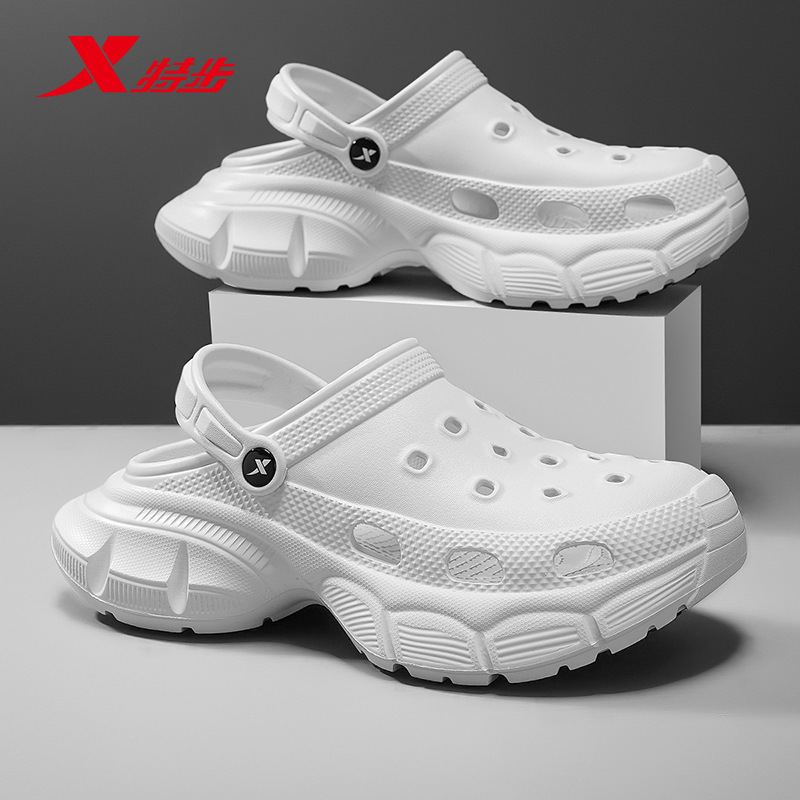 Xtep スリッパボーイズトレンディシューズ 2025 新しい夏通気性包頭スリッパ厚い底高さ向上衝撃吸収ビーチ下駄|undefined