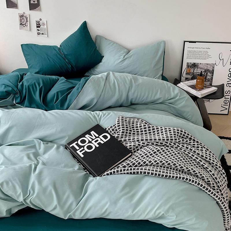 Cama de cuatro piezas A clase madre y bebé dormir desnudos ropa de cama de algodón lavado con agua cubierta cama dormitorio cama de tres piezas