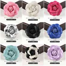 6.5cm山茶花服装配饰皮革装饰仿真花朵配件DIY发饰拖鞋皮花饰品