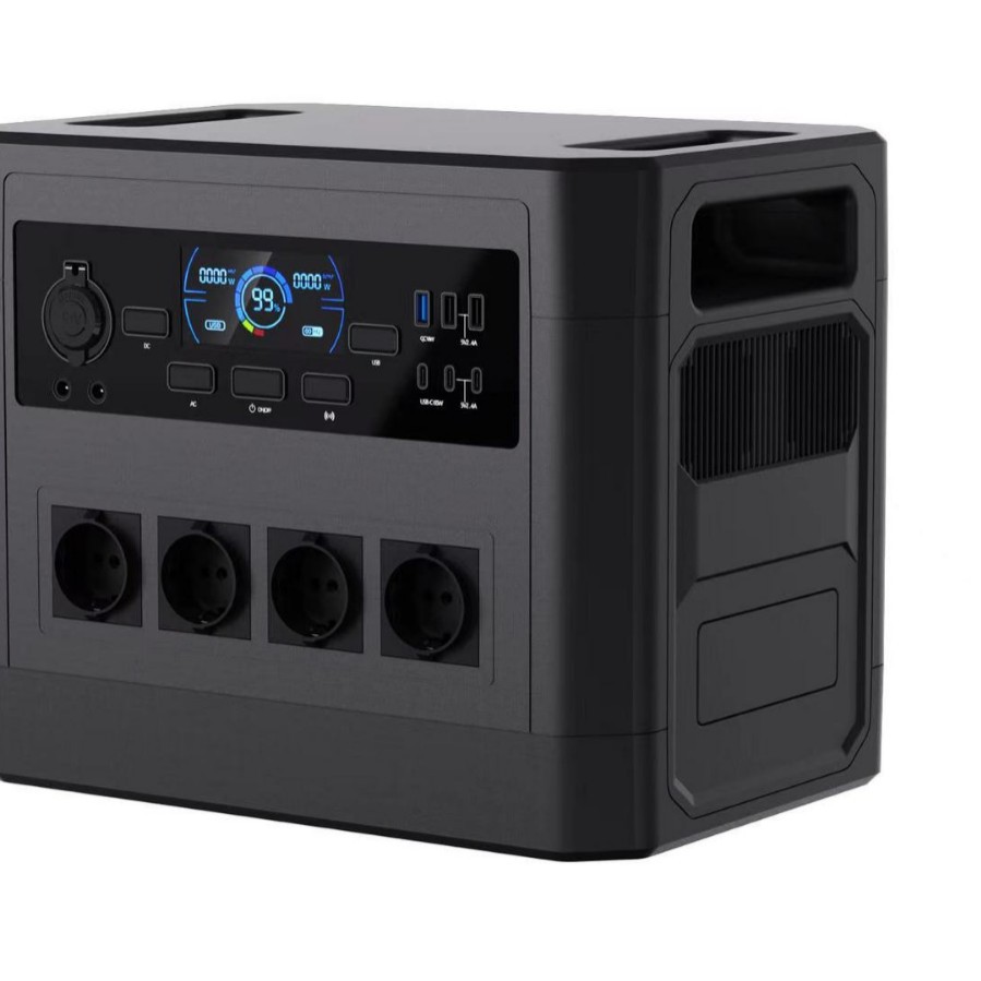 Estación de energía portátil de 2000 vatios con batería de litio para exteriores, fosfato de hierro y litio