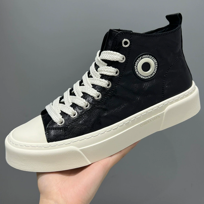 Высокая обувь мужская обувь модная обувь 2024 осень новая кожа дикий модный тренд повседневная мужская обувь мужская обувь на толстой подошве