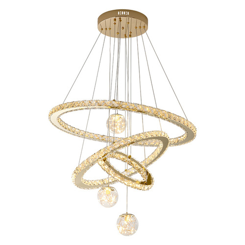 Light luxury crystal chandelier living room and restaurant  new baby's breath smart room chandelier duplex floor overhead chandelier
