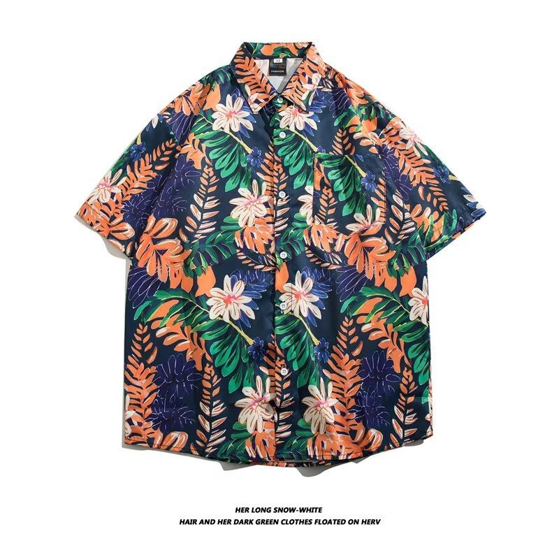 Camisa con botones de solapa suelta de manga larga de todo fósforo de la calle para hombres Venta caliente Flor colorida Impresión digital 3D