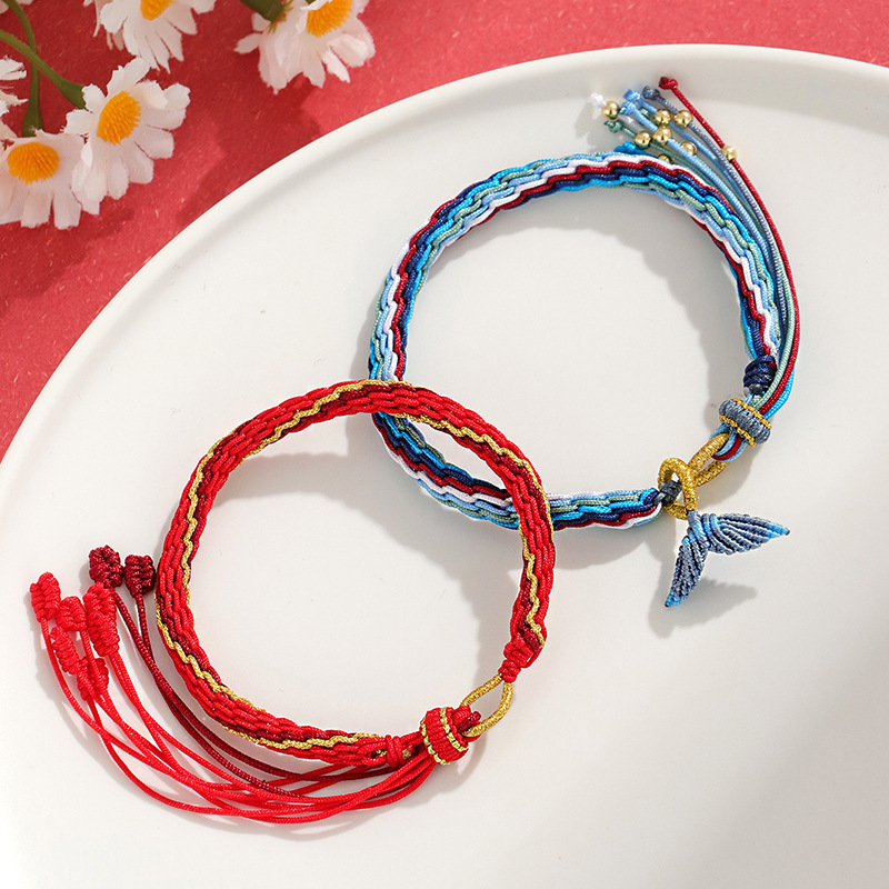 The new fishtail reincarnation rope Zhang Zhenyuan with hand-woven Xizang bracelet that men and women couples girlfriends Guofeng