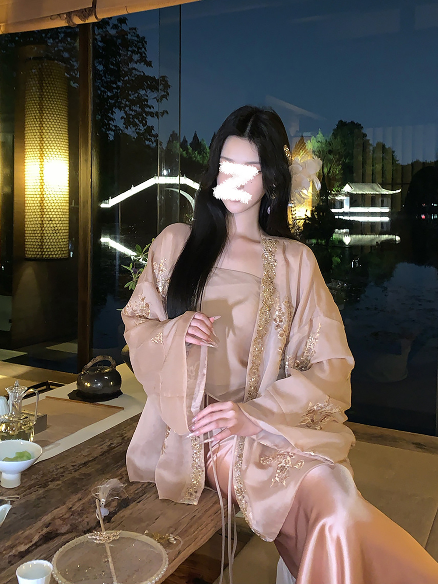 Bộ áo khoác cardigan thêu đính cườm + chân váy midi phong cách tân cổ điển — bộ đồ, nửa váy, áo khoác