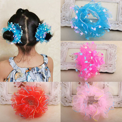 六一儿童发饰绢纱大花朵手环发女童头花公主发夹子头饰品发圈发绳|ms