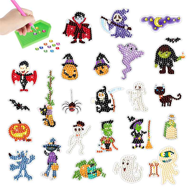 Venta caliente personaje de dibujos animados diamante pintura libre pegatinas DIY pegatinas de pared de ladrillo niños pegatinas hechas a mano redondo diamante