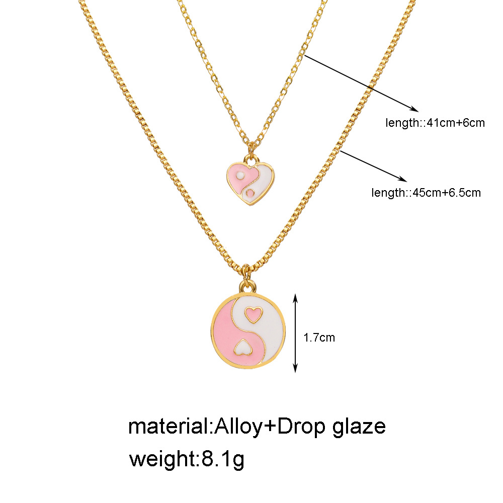 Großhandel Kreative Einfache Tropfen Öl Tai Chi Herz Anhänger Doppel Halskette Nihaojewelry display picture 14