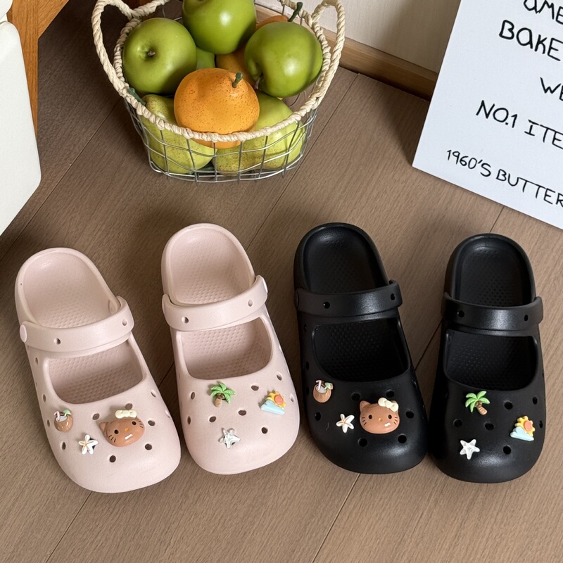 Arch Support Mary Jane Shoes for Women, Non-Slip Breathable Closed-Toe Slippers, Summer Thick-Soled Ballet Clogs, Eva