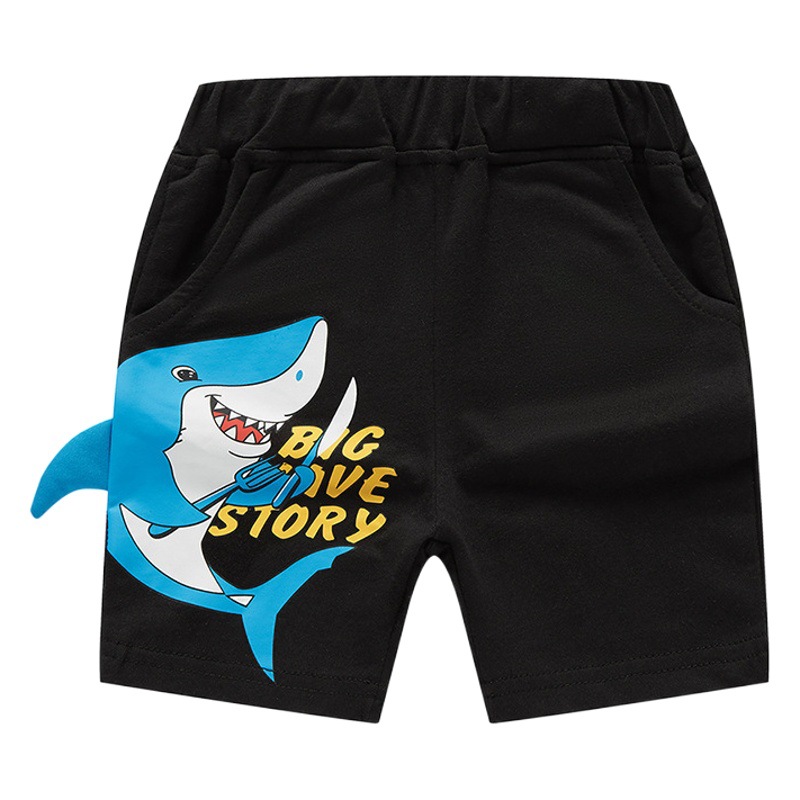 Pantalones cortos para niños verano estilo occidental pantalones casuales pantalones para niños bebé verano estilo coreano dibujos animados tiburón ropa para niños entrega image 1