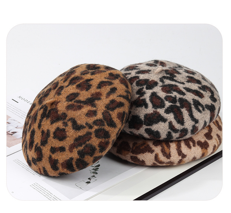 Unisex Elegant Lady Leopard Eaveless Beret Hat display picture 2