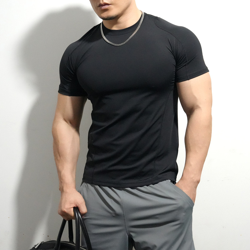 Men's Fitness Clothing with Ice Silk Feel, High Elasticity Short-Sleeve T-Shirt, Sports Top for Running, Customizable Logo Men's Fitness Clothing with Ice Silk Feel, High Elasticity Short-Sleeve T-Shirt, Sports Top for Running, Customizable Logo