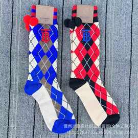 球球中筒袜可爱少女JK堆堆袜刺绣拼色休闲运动袜情侣袜女透气