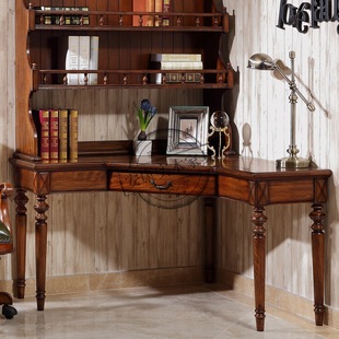American -style corner desk bookcase combination corner table bedroom corner learning table small apartment solid wood household desk