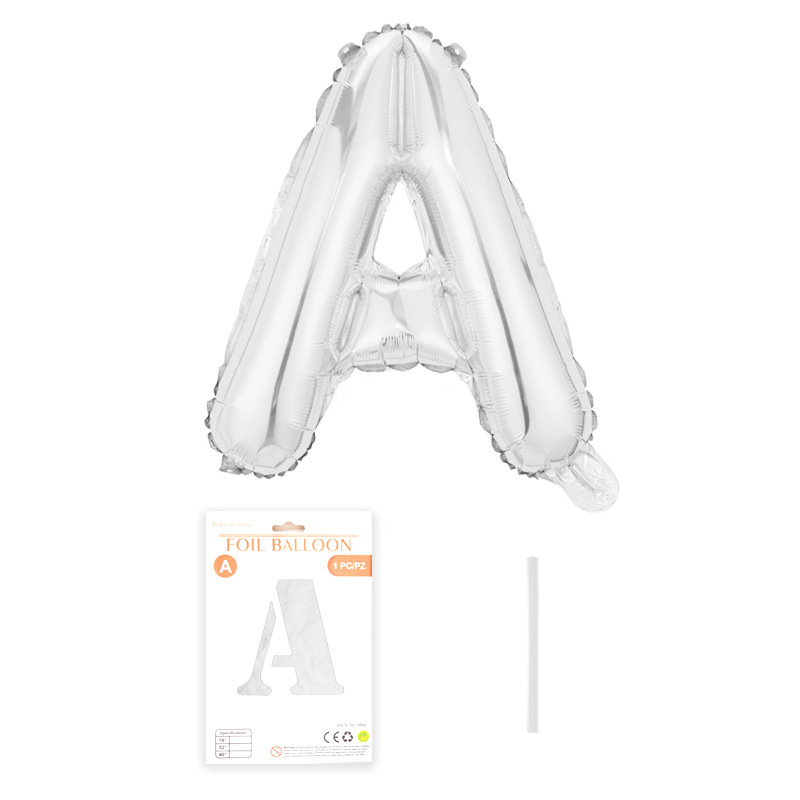 16 pulgadas alfabeto inglés tarjeta de papel independiente embalaje película de aluminio globo decoración de fiesta de cumpleaños diseño papel de aluminio globo al por mayor