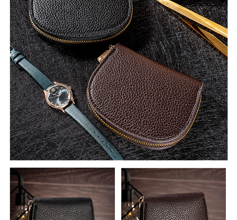 Unisex Solid Color Pu Leather Zipper Coin Purses display picture 1