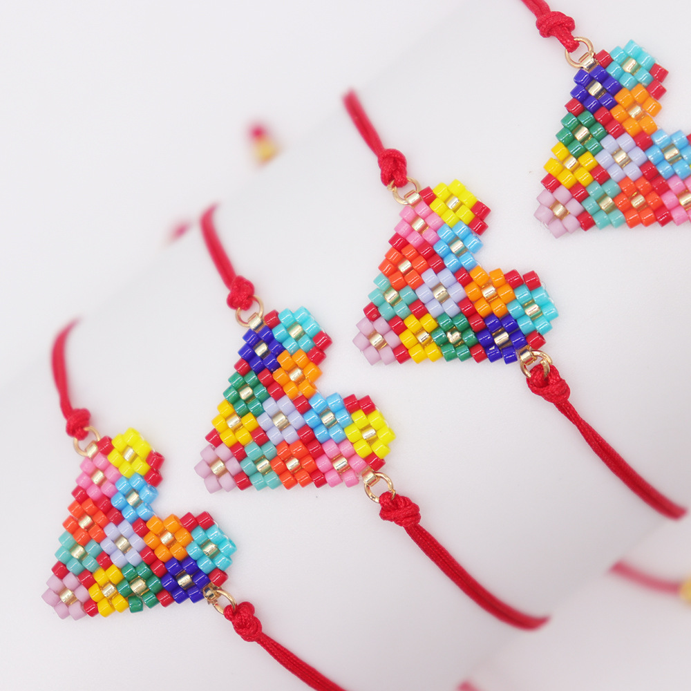 4g Weight Bracelets Classification 1 Piece Quantity Daily Occasion Seed Bead, rope Material Ethnic Style Heart Shape Seed Bead Rope Patchwork Women's Bracelets