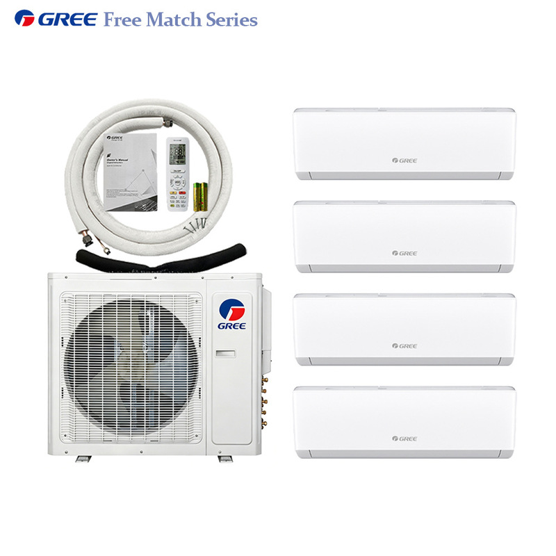 Gree split-type air conditioners, multi-unit connected, one-to-three or one-to-four, with heating and cooling, inverter technology, for overseas export to office buildings and shopping malls Gree split-type air conditioners, multi-unit connected, one-to-three or one-to-four, with heating and cooling, inverter technology, for overseas export to office buildings and shopping malls