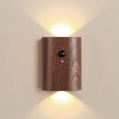 連動感応led壁灯食器棚灯スタンド木製人体感応usb充電赤外線ナイトライト