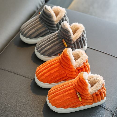 Children's cotton slippers winter boys and babies pack heels 1-3 years old 2 warm indoor home children women's cotton shoes fur shoes