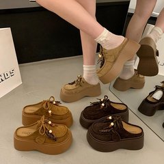 勃肯鞋女2025秋季新款外穿时尚高级感袋鼠鞋一脚蹬懒人包头半拖鞋