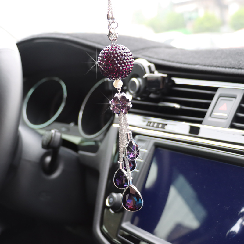 Car rearview mirror pendant metal pendant car Crystal Diamond Ball interior pendant car decoration rhinestone pendant ornaments