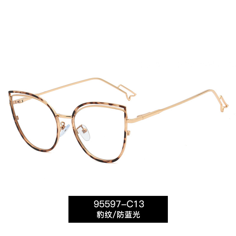 95597 nuevo metal anti-azul gafas de luz de moda de las mujeres gafas lisas marco retro gafas de ordenador puede ser equipado con gafas de miopía