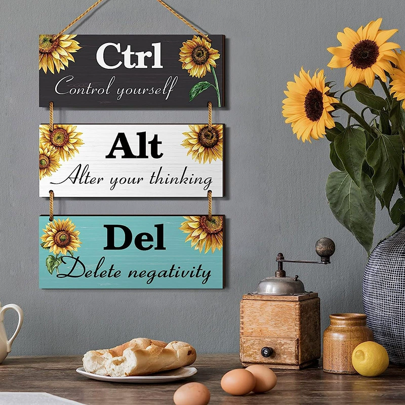 Amazon Подсолнечник вдохновляющее деревянное Listing Офис Ctrl+Alt+Del Дерево Сделано Продажи