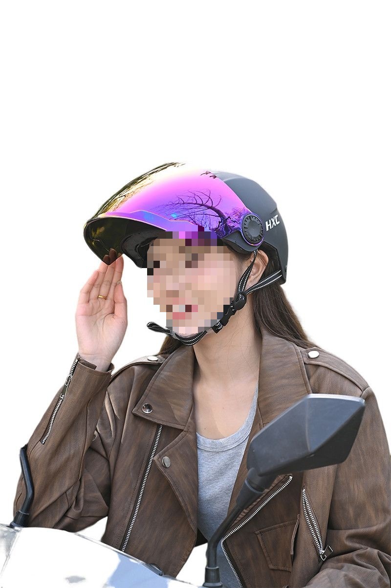 3C Certified Electric Motorcycle Helmet Cute Sunscreen UV Half Helmet