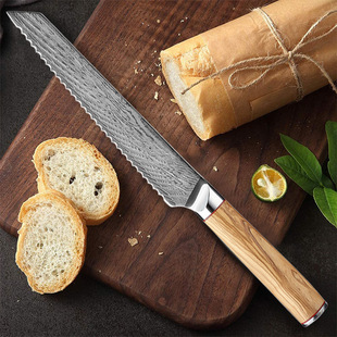 Yangjiang Damascus Steel 8inch Bread Knife Cake Toast Slicing Knife Stainless Steel Bread Knife Sushi Knife