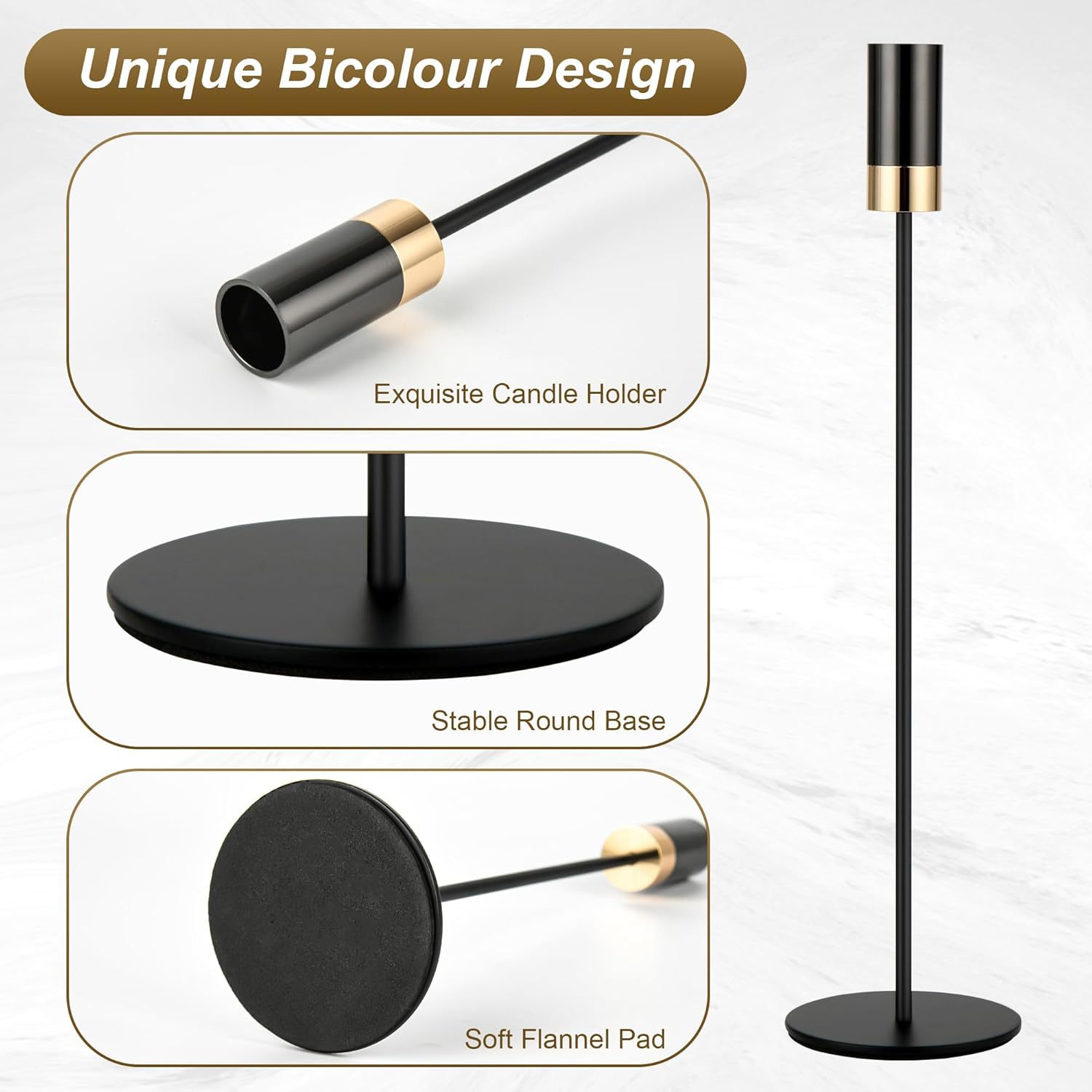 Candelaria de dos colores electrodeposición metálica europea decoración de escritorio vela de cena sala de modelo ventana decoración de propósitos de boda