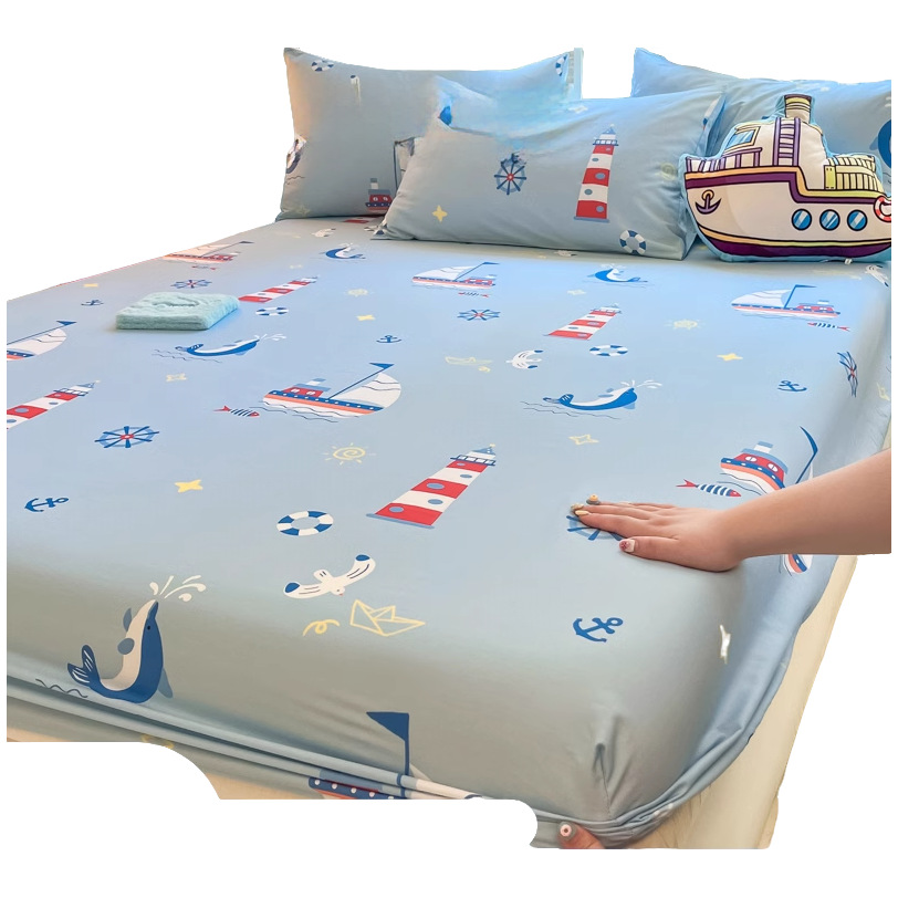 2025 nueva sábana de algodón de una sola pieza de algodón para niños cubierta protectora todo incluido 2024 nuevo juego de tres piezas de dormitorio