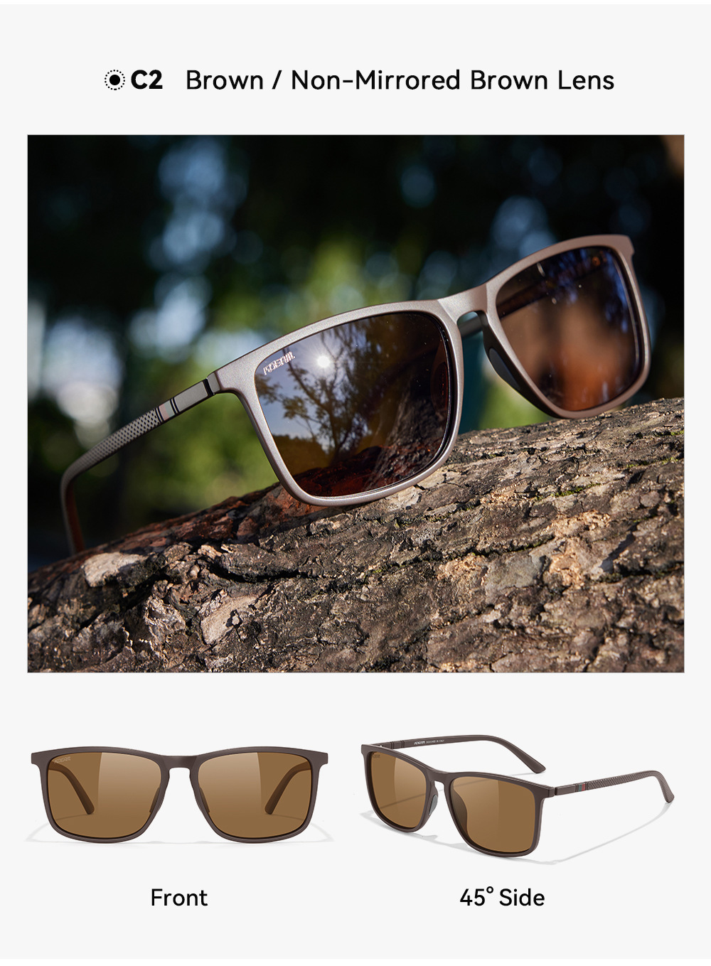 KDEAM New Large Size Square Polarized Sunglasses Outdoor UV Protection Fishing Driving Glasses KD705-PLUS