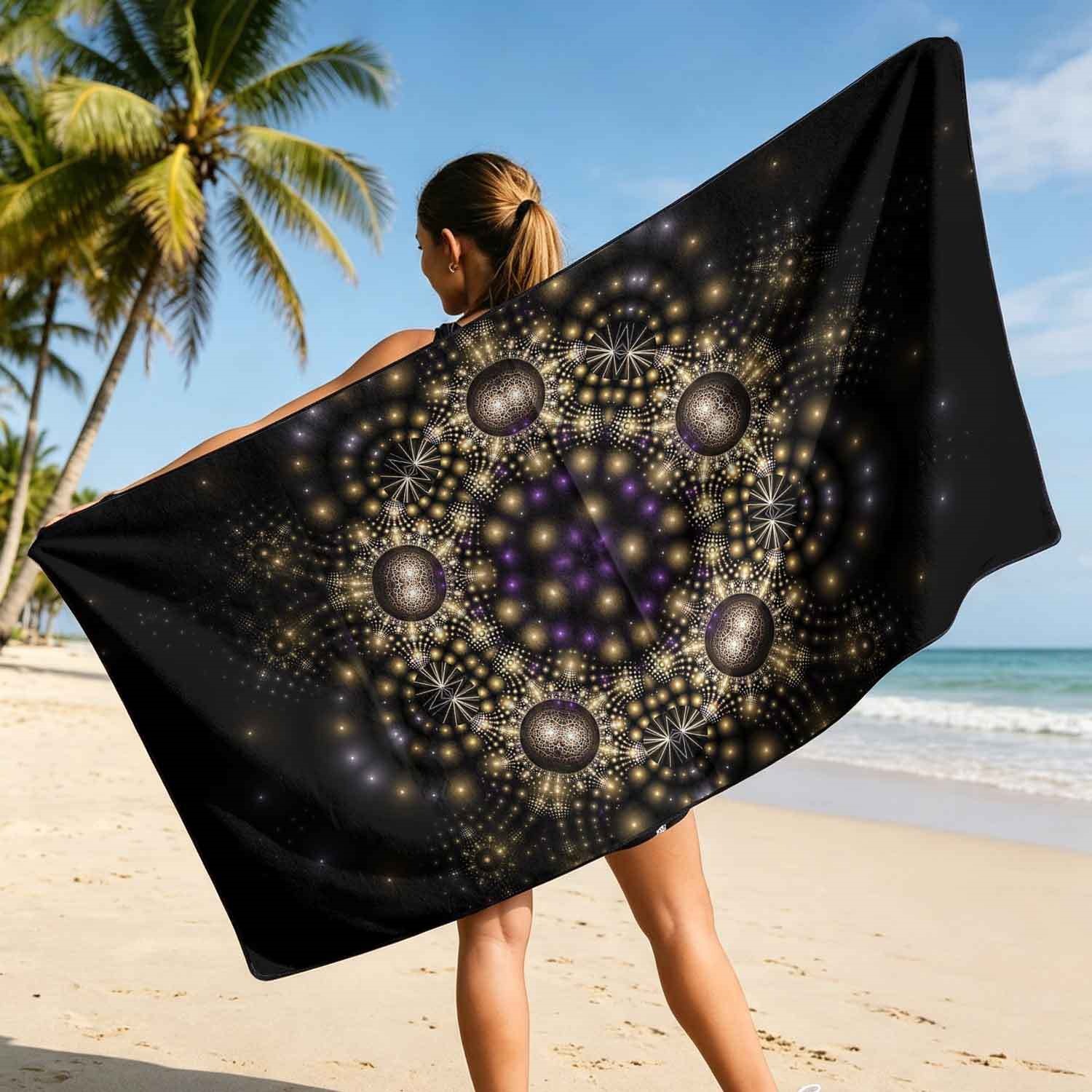 Geometric Bath Towel Car Seat Cover 2-in-1 Microfiber Outdoor Beach Car Dual-Use Universal Seat Cushion